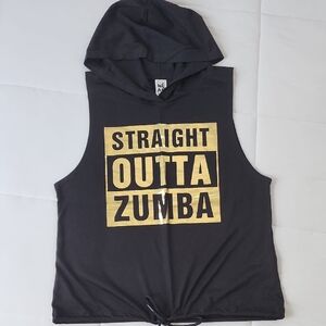 Black and Gold Zumba Hooded Tank Top